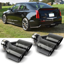 3" Inlet 4" Outlet Carbon Dual Exhaust Tips For 2016-2019 Cadillac ATS-V 3.6L