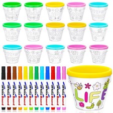 56 Pcs Spring Crafts 32 Spring DIY Flower Pots Paint Your Own Ornament Kit DI...