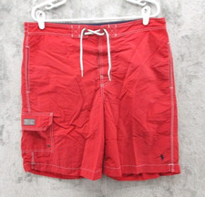 Vintage Polo Ralph Lauren Board Shorts Mens Medium Red Lined Swim Trunks