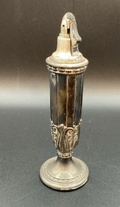 Ronson “JUNO” Silverplate Table Lighter, Vintage 1950s, 6.5” Tall Pillar, Ornate