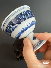 chinese qianlong blue and white stem cup  8cm