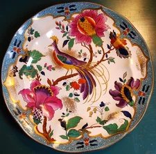Antique HAND PAINTED BOOTHS ENGLAND Decorative Plate BIRD OF PARADISE FLORAL 9"