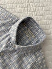 SUITSUPPLY Long Sleeve Blue White Plaid Knit Dress Shirt 15 38 Long Mint