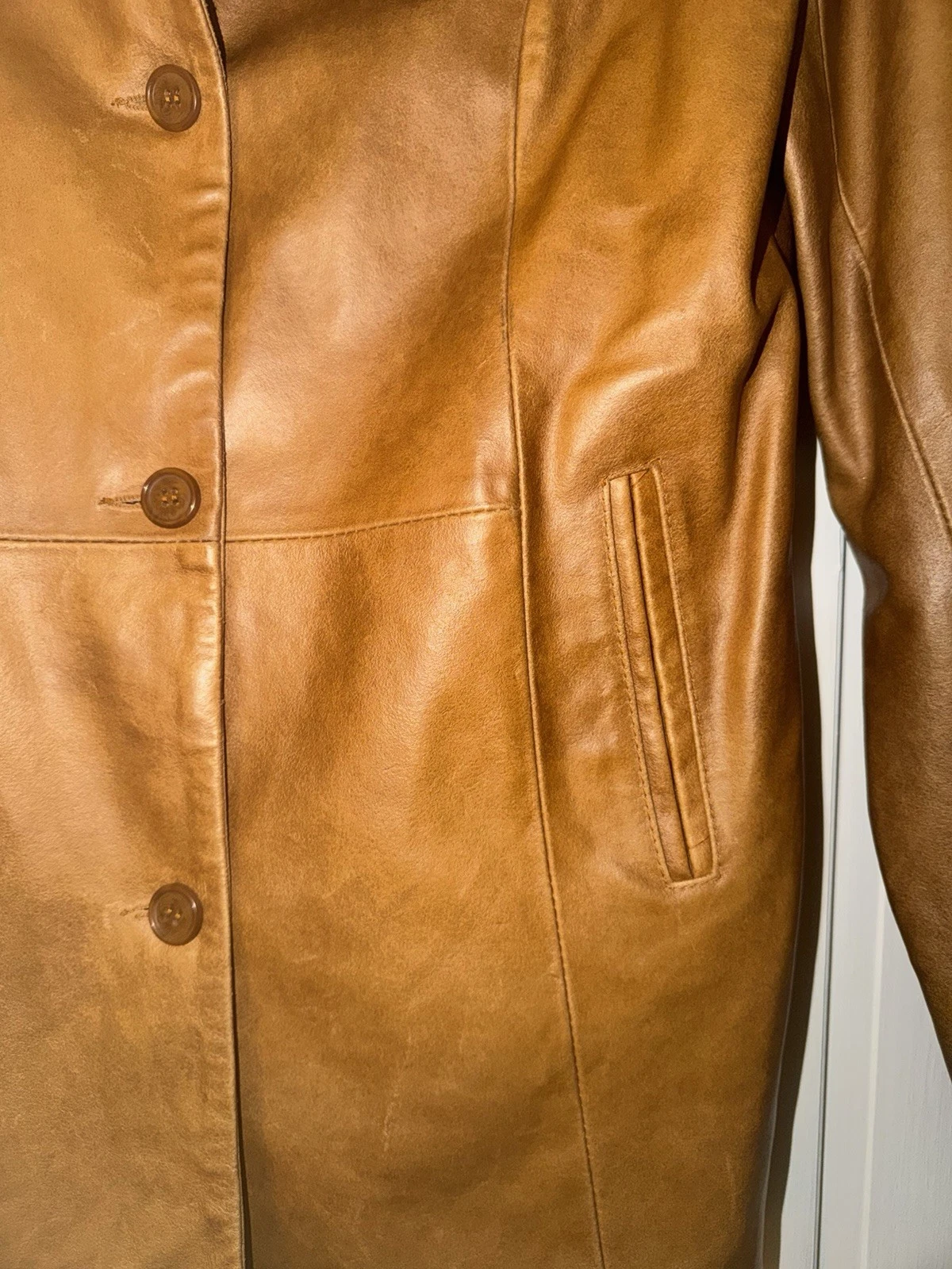 Italian Leather Men’s Vera Pelle Firenze Leather Jacket Brown HTF Size 46 image 3