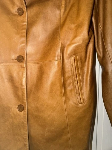 Italian Leather Men’s Vera Pelle Firenze Leather Jacket Brown HTF Size 46 image 3