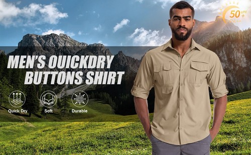 Herren Sonnenschutz Angelshirt Langarm Outdoor schnelltrocknend Cargoshirts - Bild 20 von 45