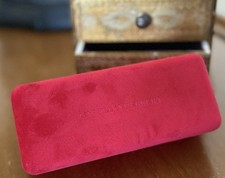 Carolina Herrera Red Velvet Clamshell Eyeglass Case / Storage Case