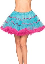 Layered Striped Petticoat Costume Apparel - Turquoise/Pink, One Size Adult