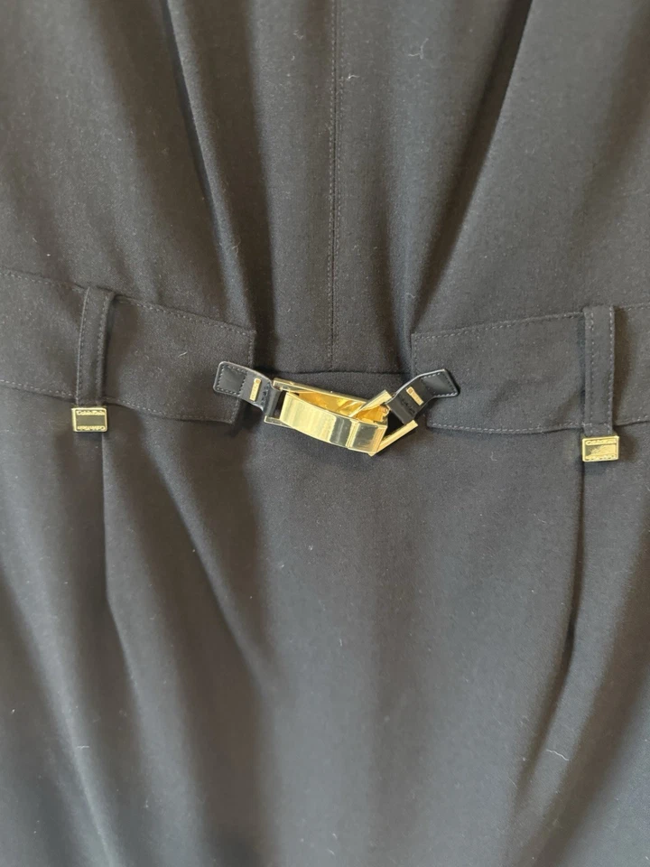 Vestido recto Calvin Klein para mujer talla 12 negro dorado con hebilla moderno Essentials nuevo con etiquetas Foto 2 de 4