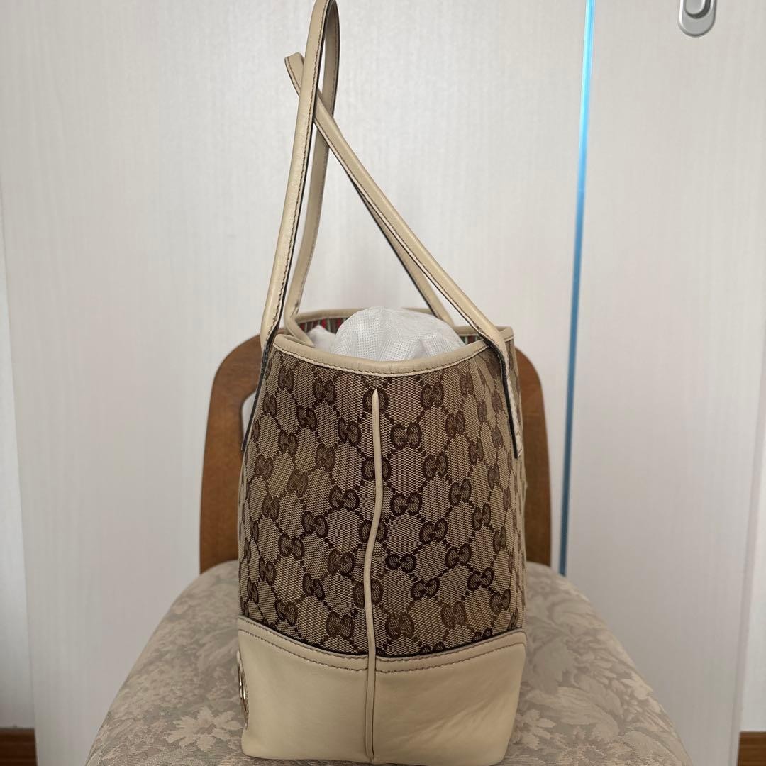 GUCCI GG Canvas Leather Tote Bag Beige White Authentic Excellent Condition thumbnail 3