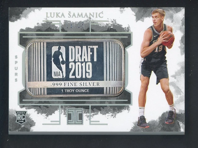 2019-20 Impeccable Holo Silver #7 Luka Samanic RC Rookie Fine Silver Bar /25