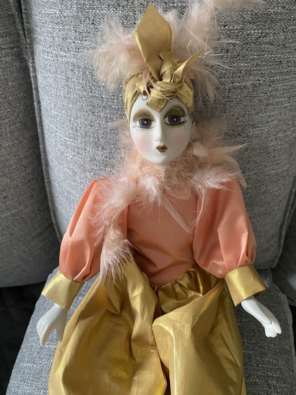 Vintage #383 Seymour Mann Connoisseur Porcelain Clown Doll 18" Preowned EUC NICE