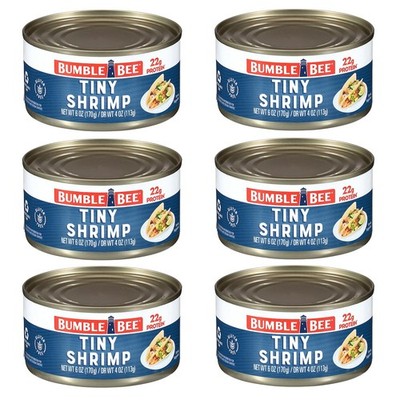 Bumble Bee Tiny Canned Shrimp, 6 oz Can - Served in 6 Ounce (Pack of 6) 