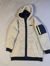 L.L. Bean Youth Large Sherpa Fleece Jacket Long Coat Full Zip Soapstone Navy