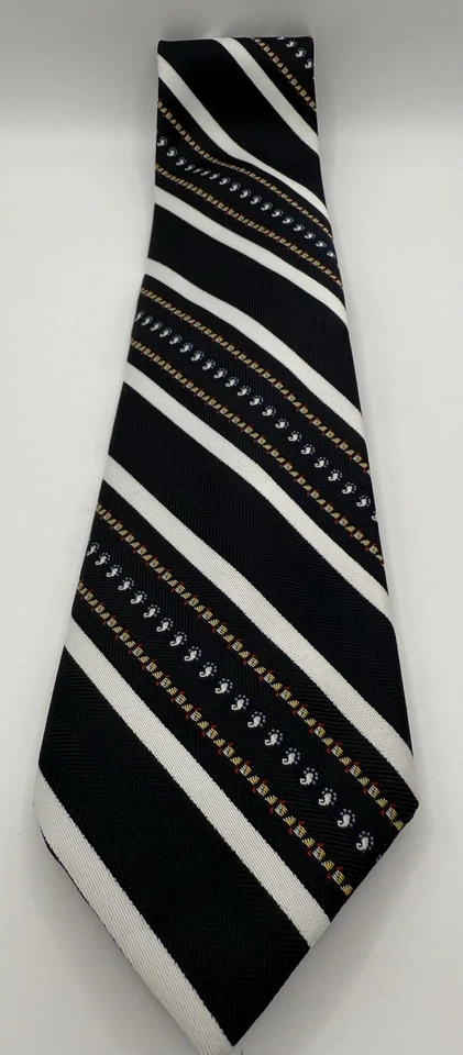 Ketch REPP Striped Necktie Blue & White Classic Style 100 % Polyester Wide Retro - Image 2 of 4