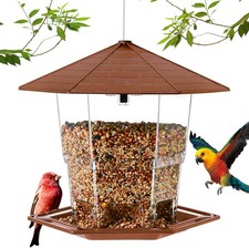 Bird Feeders for Outdoors Hanging Bird Feeder Wild Birds Seed, Brown