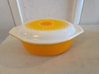 Vintage PYREX Daisy/Sunflower Oval 1 1/2 Qt Ovenware Casserole & Lid 043 & 943C