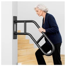 Upgraded Hand Rails for Outdoor Steps Stair Railing Indoor & Wall Mount U-Shaped