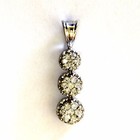 10k white gold .50ct diamond SI3 H 3 stone cluster pendant 2.9g estate womens — photo 1