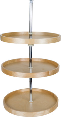  Wood Lazy Susan Set 18'' Round Three-Shelf For Wall Kitchen Corner Cabinet