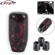 Universal Black w/Red Forged Carbon Fiber Manual Gear Shift Knob Lever Shifter