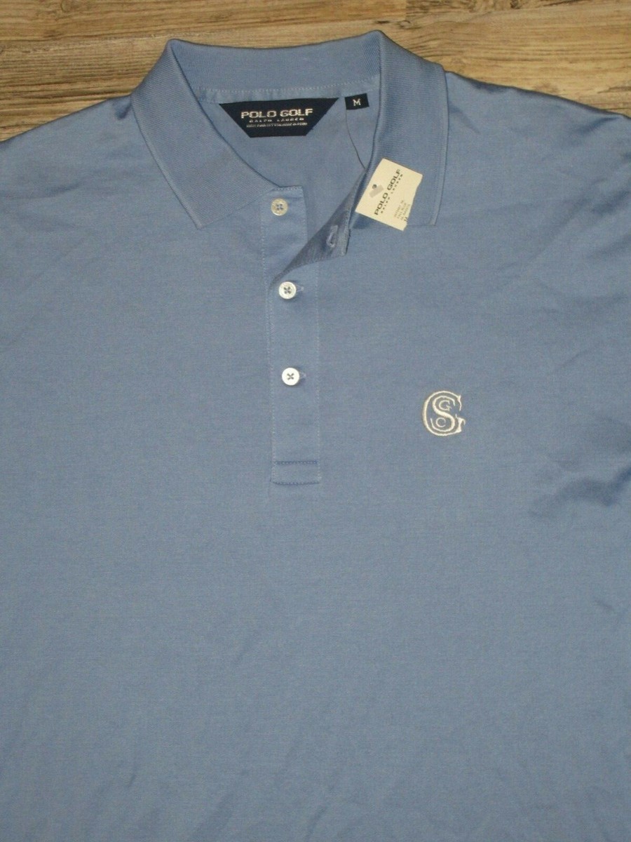 NEW WITH TAGS MENS POLO GOLF SHIRT WITH EMBLEM GSGC blue