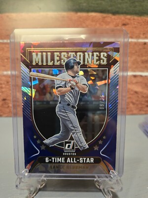 LANCE BERKMAN 2024 PANINI DONRUSS MILESTONES CRACKED ICE PARALLEL 08/35