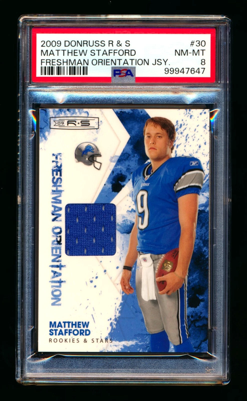 Matthew Stafford Donruss Rookies & Stars Freshman Orientation Jersey #30 Base
