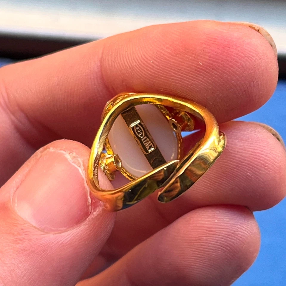 Anillo genuino rosa coral salmón rosa hecho en italia regalo para su novia mujer Foto 4 de 4