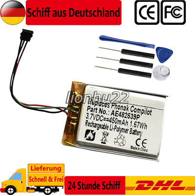 AE482539P Neu Akku für Phonak Compilot Remote Control / ComPilot II Hearing Aid