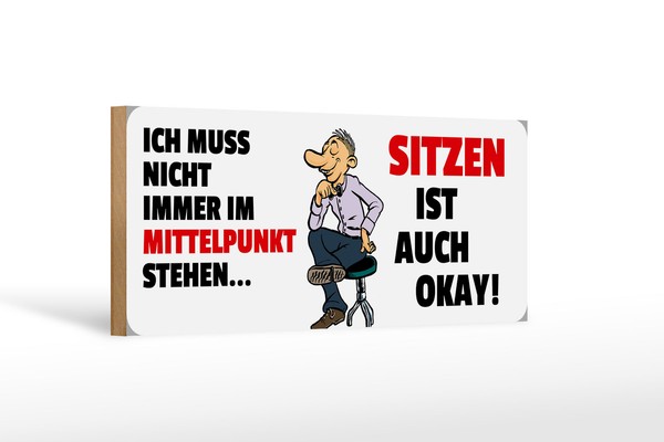 Holzschild Spruch 27X10 Cm Sitzen Ist Auch Okay Holz Deko Schild Wooden Sign-image