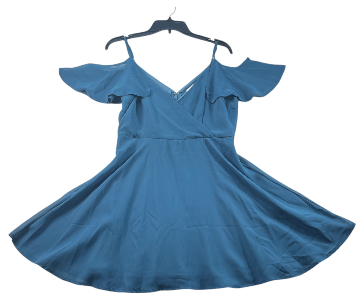 Charlotte Russe Dress Womens Size Large Blue Cold Shoulder Crossover Vneck  | eBay