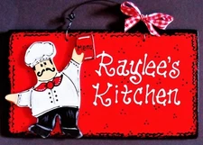 FAT CHEF Personalize KITCHEN Name SIGN Wall Hanger Bistro Plaque Cucina Decor