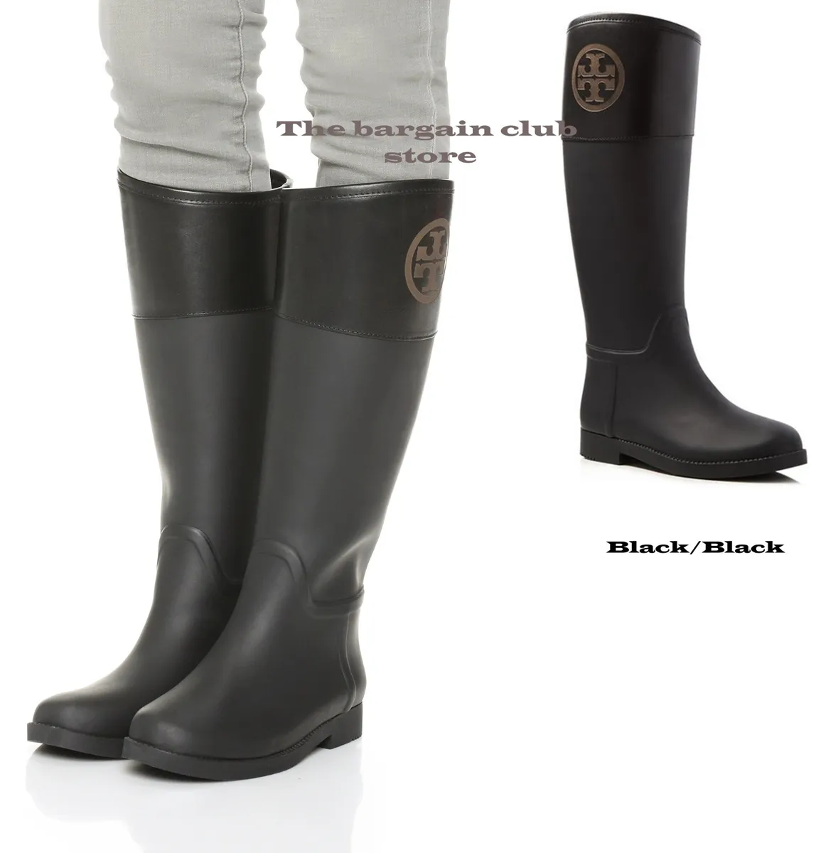 brumoso Poderoso Lago taupo Tory Burch Women&#039;s Rain Boots Classic Rain Boots Black/Black 5M | eBay