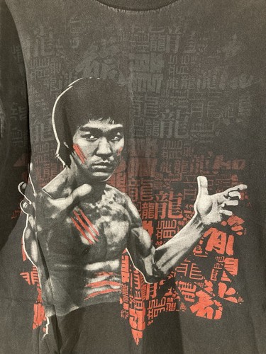 Vintage Bruce Lee t shirt Enter the Dragon Y2K 2000s All Over Big Print sz M - Picture 2 of 8