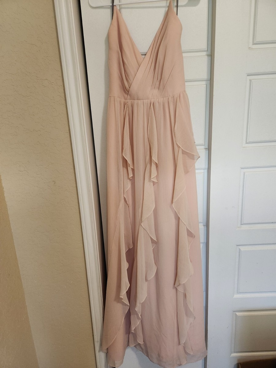 vera wang ruffle bridesmaid dress White by VERA WANG Ballet Pink Chiffon Ruffle Bridesmaid Dress 8