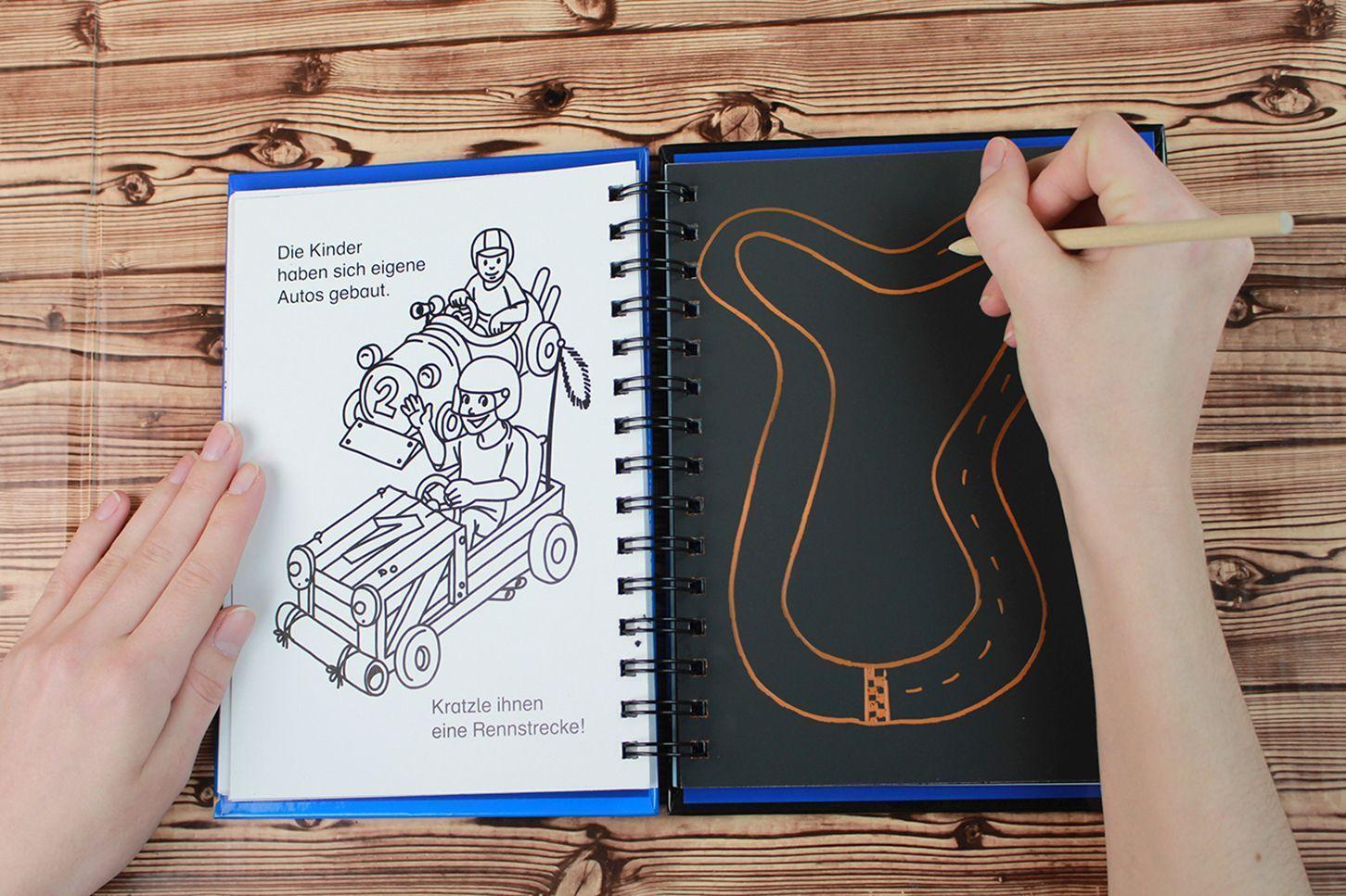 Thumbnail - Kreativ-kratzelbuch: Fahrzeuge Kritz-kratz-beschäftigung Für Kinder Ab