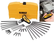 1 Ratcheting T-Handle and 30 Bits Set, Metric SAE Hex Flat Keys, Compact Case