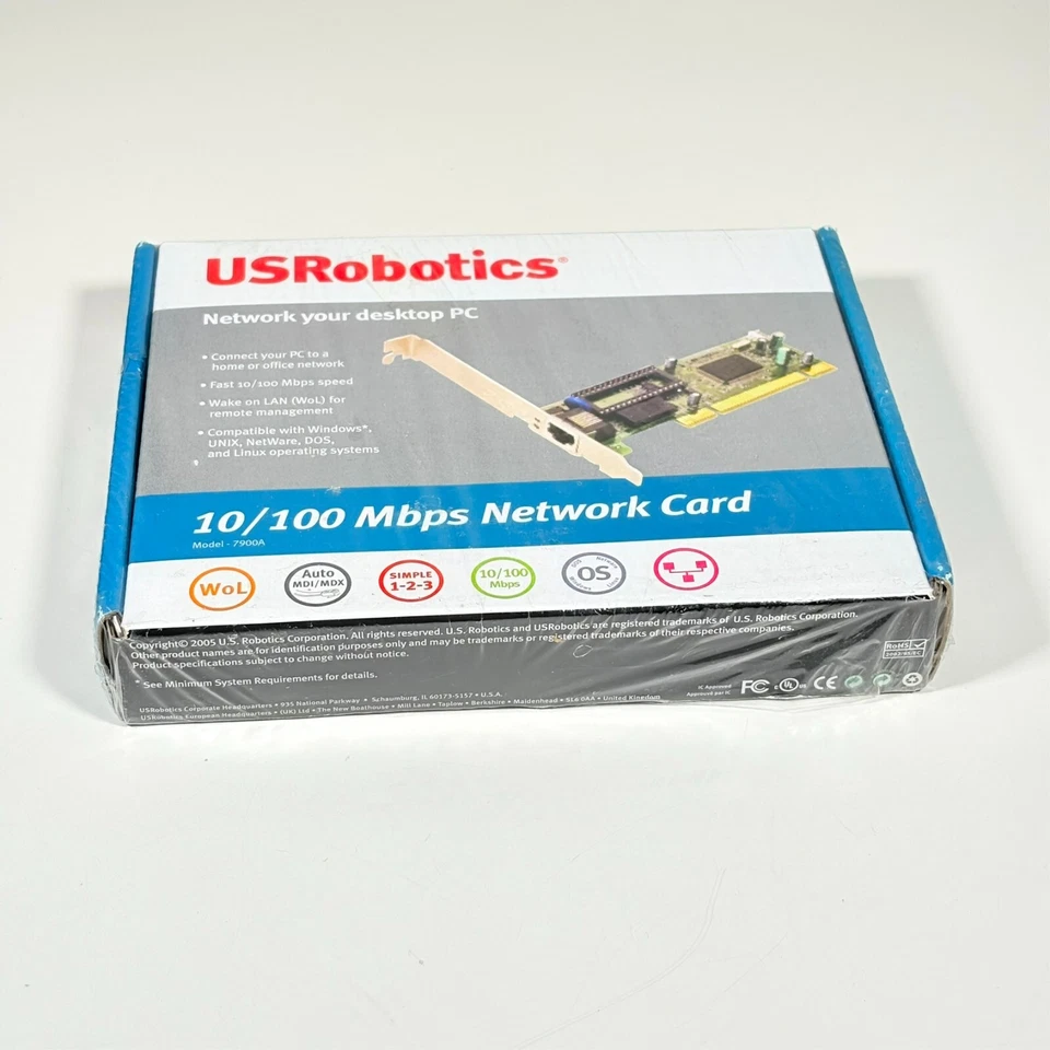 Vintage Ethernet US Robotics 10/100 Mbps PCI 2.1 Network Card Model 7900A - NEW - Image 2 of 4