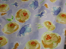 Kathy Davis Cotton Fabric 1 Yd Large Floral Watercolor Print Purple Yellow Blue