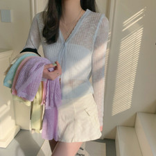 Women's Sweater Knitted Button Thin Cardigan Short Design Feel Sunscreen