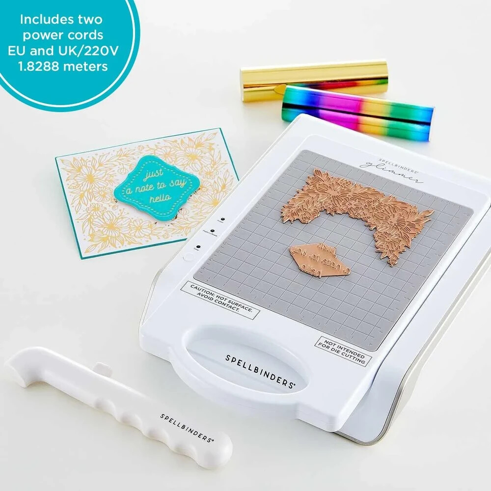 NEW Spellbinders Glimmer Hot Foil Machine UK Starter Kit Plates 30+ Foil Colours