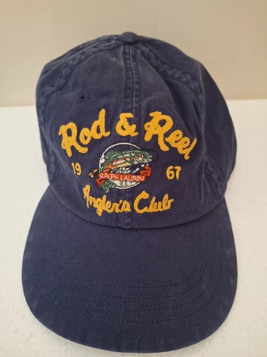 Polo Ralph Lauren Baseball Cap Hat Rod Reel 1967 Anglers Club Blue Twill Fishing