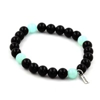 Mineralien Und Edelsteine. Armband Perlen Angelit + Schwarzer Achat 8 Mm. Fa