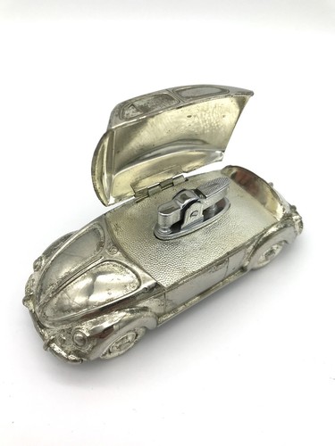 VW Oval Bug 1950ies Flip Top Beetle Table Lighter CHROME SILVER SPLIT 1200 KDF - Picture 5 of 12
