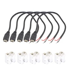 ELNONE 5PCS Micro USB Cable 2 Wire USB Pigtail Cable Micro USB Male to Open-e...