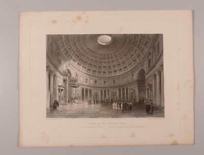 Stahlstich David Roberts 1796-1864 Interior of the Pantheon Rome