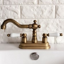 Antique Brass 4" Centerset Bathroom Two Holes Basin Faucet Sink Mixer Tap fan062