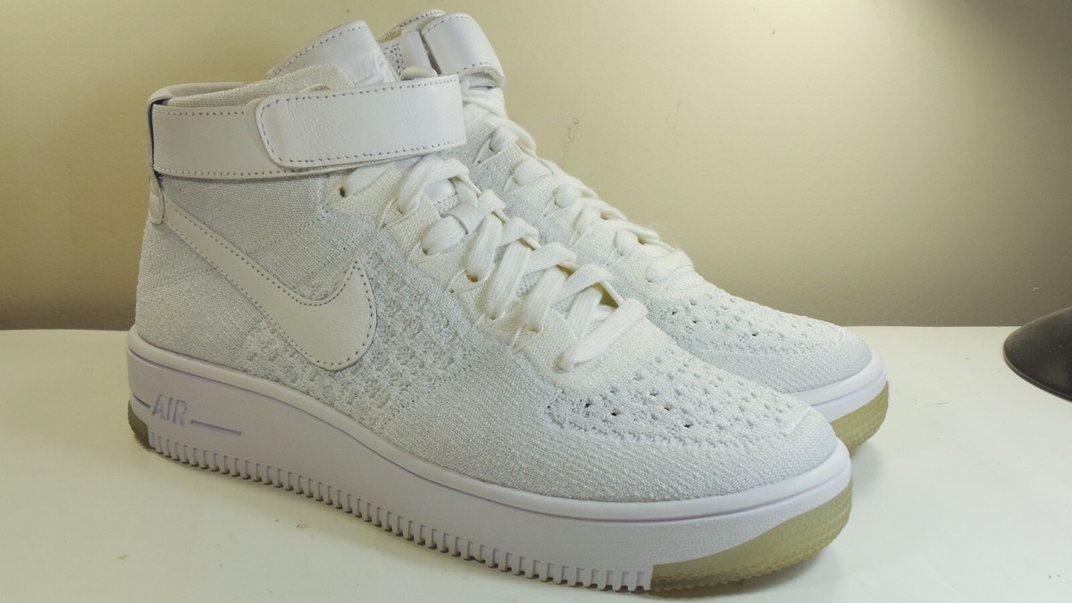 2016 NIKE AIR FORCE 1 ULTRA FLYKNIT MID 818018 100 TRIPLE WHITE