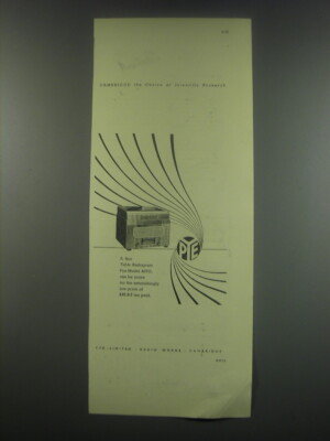 1949 Pye Radiogram Model 49TG Ad - Cambridge - the centre of scientific research